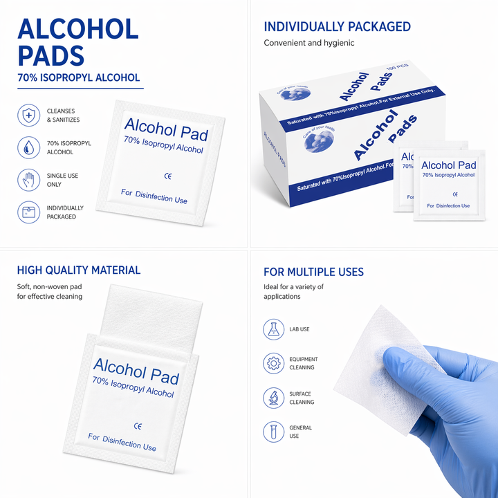 Alcohol Pads 70% Isopropyl Alcohol – Individually Wrapped (100 Pack)