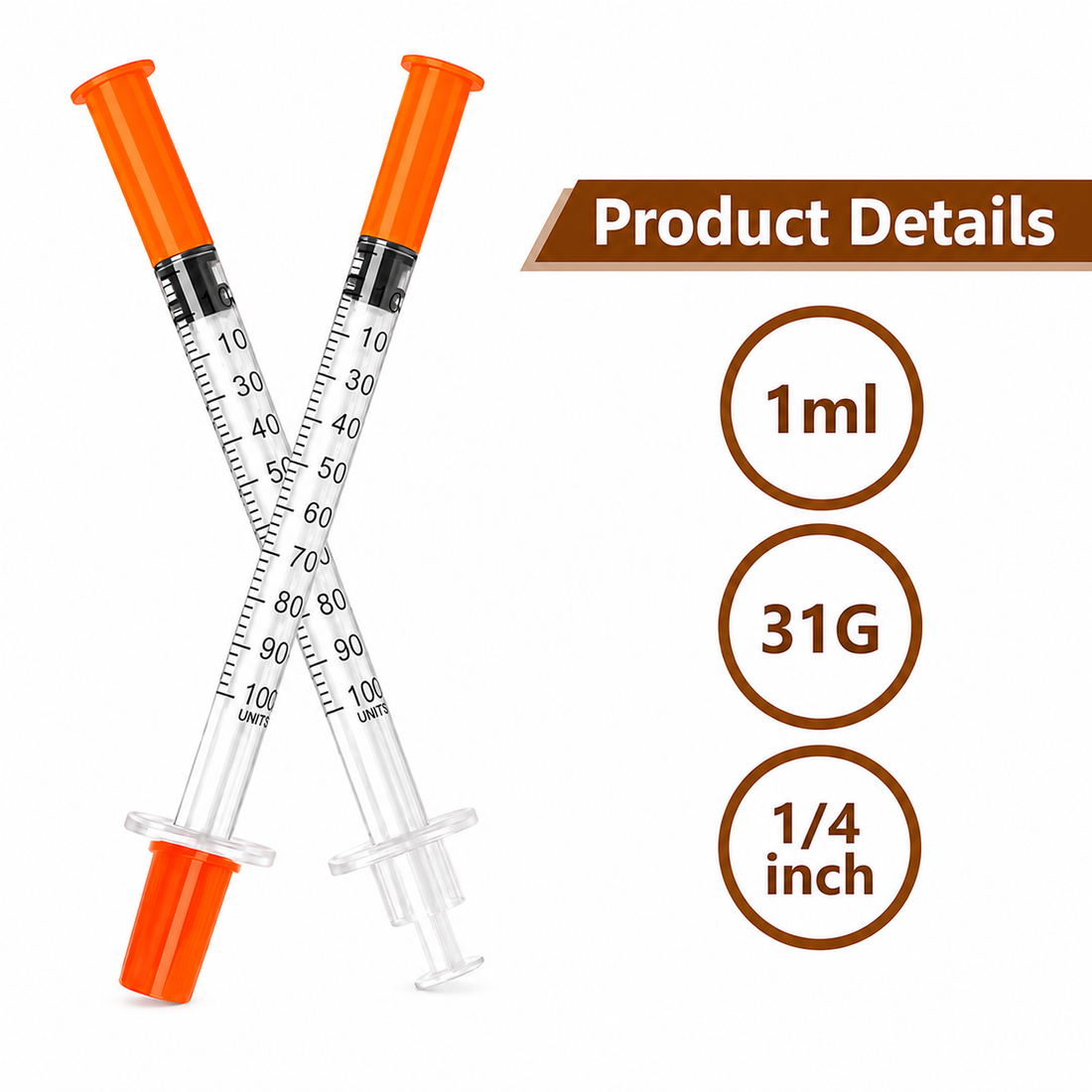 1ml Syringe 31G x 6mm(1/4inch) – Disposable Single Use