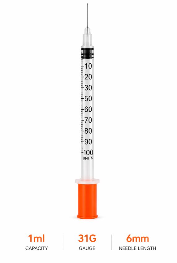 1ml Syringe 31G x 6mm(.236inches) – Disposable Single Use